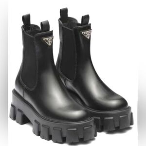Prada women’s monolith brushed leather booties size 7.5 like new , no flaws